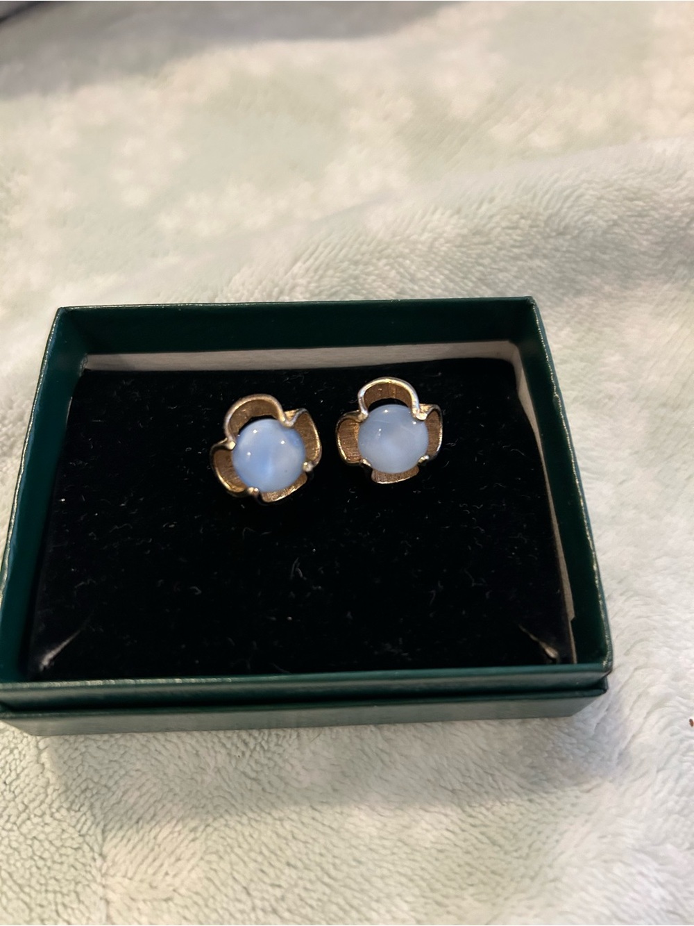 Delicate Blue Flower Stud Earrings - Gold Tone